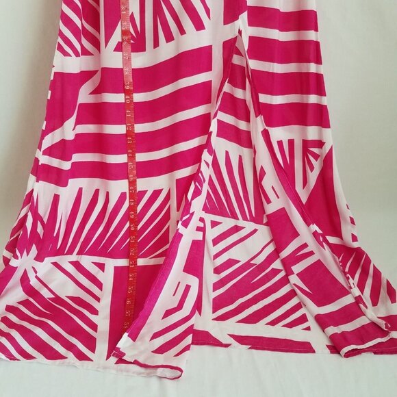 Elan Fuchsia Pink White Sleeveless Maxi Dress MEDIUM Sheer Spaghetti Straps - Picture 12 of 16